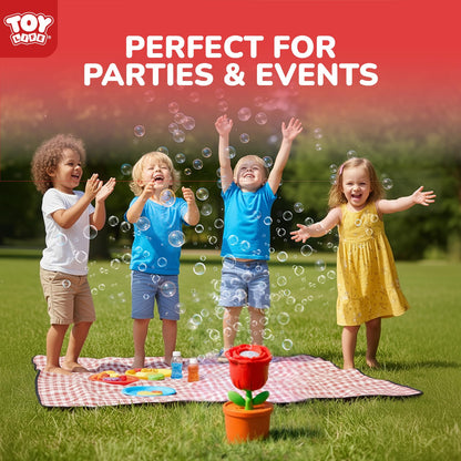 TOY Life Rose Bubble Machine with LED Lights and Music, Automatic Bubble Maker for Indoor Outdoor Birthday Parties, Easter, Wedding, Portable Battery Operated Bubbles Blower Gift for Girls Boys