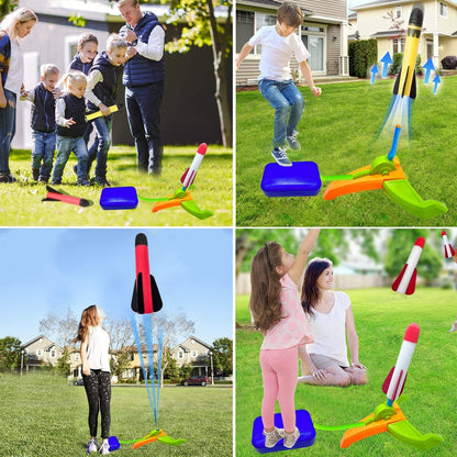 TODARRUN Foam Rocket Launcher for Kids Age 3 4 5 6 7 8, Fun Catapult Rocket Toys Boys Toys Age 3-12 Girls Gift Rocket Kids Outdoor Toy