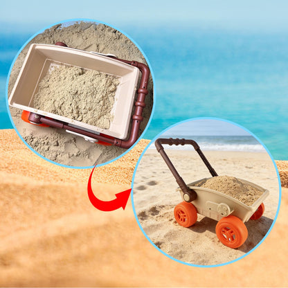IOKUKI 19 PCS Sand Toys with Extra Large Mesh Bag Including Sand Wagon, Water Wheel, Large Shovels & Rakes, Molds, Castle Kit, Outdoor Beach Toys Tool Set for Kids, Toddlers, Boys and Girls Age 3+