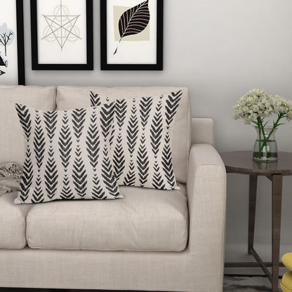Sweetshow Boho Pillow Covers 18x18 Set of 2 Bohemian Ethnic Black Geometric Herringbone Print Decorative Throw Pillows Outdoor Pillowcase Square Linen Farmhouse Cushion Case Decor for Couch Sofa Bed