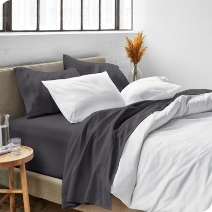 Bare Home Queen Sheet Set - 1800 Ultra-Soft Microfiber Queen Bed Sheets - Double Brushed - Deep Pockets - Easy Fit - 4 Piece Set - Bedding Sheets & Pillowcases (Queen, Forged Iron Grey)