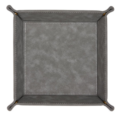 CoBak Leather Valet Tray for Men, Premium PU Leather Catch-All Tray for Entryway Table Key, Phone, Wallet, Coins & Jewelry, Bedside Nightstand Desk-top Catchall (Gray)