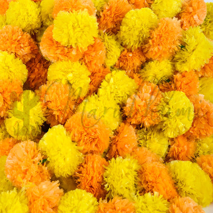 Marubhumi 5 PC - 5 feet Artificial Marigold Flower Garland – Long Strands for Diwali, Wedding & Festive Decoration – Traditional Indian Home Decor