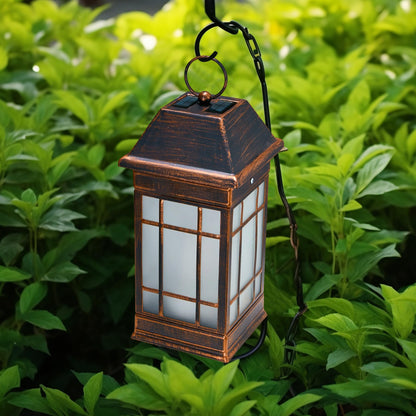 anyperfect 15.5" Solar Lantern Outdoor Waterproof, Glass Flickering Flame Solar Lanterns, Hanging Metal Lantern Decorative for Patio Front Porch Garden Backyard Tabletop Party Decoration
