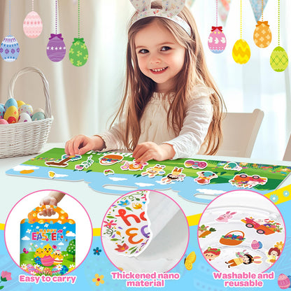 Officygnet 2 Sets Easter Reusable Sticker Books for Kids, Activity Books for Toddlers, Arts and Crafts Removable Jelly Stickers for Kids Ages 3-5, Easter Toys Gifts Basket Stuffers Essentials for Kid