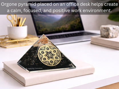 Amazing Gemstone Large Black Tourmaline Orgone Pyramid Crystal, Star of David Orgonite Pyramid - Positive Energy Healing
