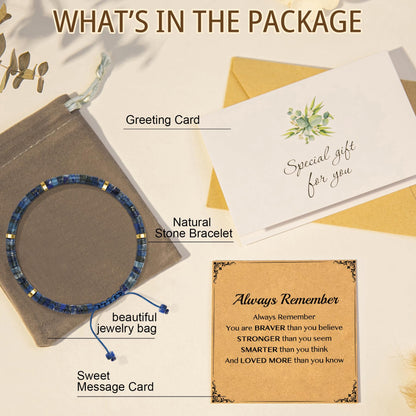 AGOT Inspirational Bracelet Gifts for Women: Healing Natural Lapis Lazuli Stone Bracelets with Positive Affirmations - Get Well Soon Gift for Mom Aunt Daughter Best Friends Sister Birthday Christmas Valentine's Day Jewelry