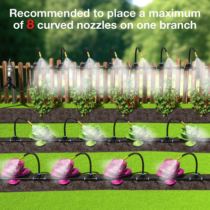 MIXC 100Ft 1/4" Drip Irrigation System,2026-Upgrade Garden Irrigation Kit with 16pcs Adjustable Copper Nozzles,Atomizing Watering System for Outdoor Plants,Raised Bed,Yard,Potted Plant,Lawn