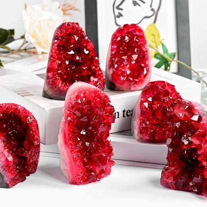 CrystalHola 200-700g Selected Raw Geode Quartz Cluster Home Feng Shui Ornaments Energy Stone Healing Tools Meditation Feng Shui Decoration,Stone Display Piece, Mineral Specimen (Claret, 500-600g)