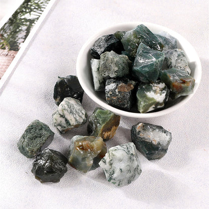 Moss Agate Raw Crystals Healing Crystals Natural Rough Stones 1.2-2" for Tumbling, Fountain Rocks, Yoga, Meditation, Polishin, Gift 28