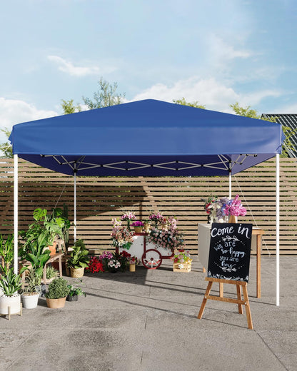 GarveeLife 10x10 Pop Up Canopy Tent, Easy Up Canopy with 3 Adjustable Height, Outdoor Sun Shade with 4 Sandbags & Carrying Bag for Camping, Parties,Outdoor Events-Blue
