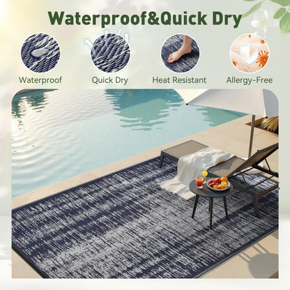 MontVoo Outdoor Rug Waterproof 5x8 ft Outdoor Patio Rug Mat Reversible Plastic Straw Outside Rug Carpet Outdoor Rugs for RV Camping Picnic Beach Balcony Porch Deck