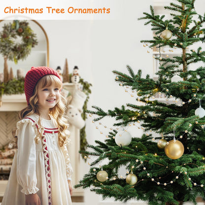 LEFERS 9.8Ft Crystal Glass Balls Christmas Garland,48 Beads 16mm Faceted Prism Beads Strands Hanging Ornament Decoration for Christmas Tree Centerpieces Wedding Party (Gold)