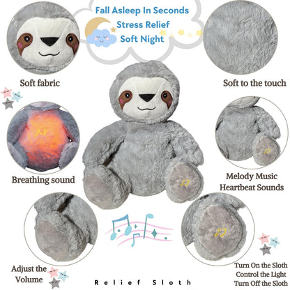 Anxiety Relief Koala, Breathing Teddy Anxiety Bear with Calming Music, Lights, Sleeping Otter Plush, Soothing Sloth for Adults & Kids, Stress Relief Stuffed Animal (3-Level Adjustable Volume)