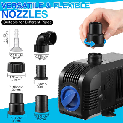 1600GPH Submersible Water Pump, 100W Electric Waterfall Water Fountain Pump, Pond Pump Kit for Garden Pool Fish Aquarium Tank