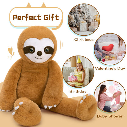 Tezituor 3.2lbs Giant Sloth Stuffed Animal, 39.5inches Long Legged Stuffed Sloth Plushies for Hugs, Hugging Soft Sloths Plush Body Pillow Birthday Christmas Toy Gift for Boys Girls