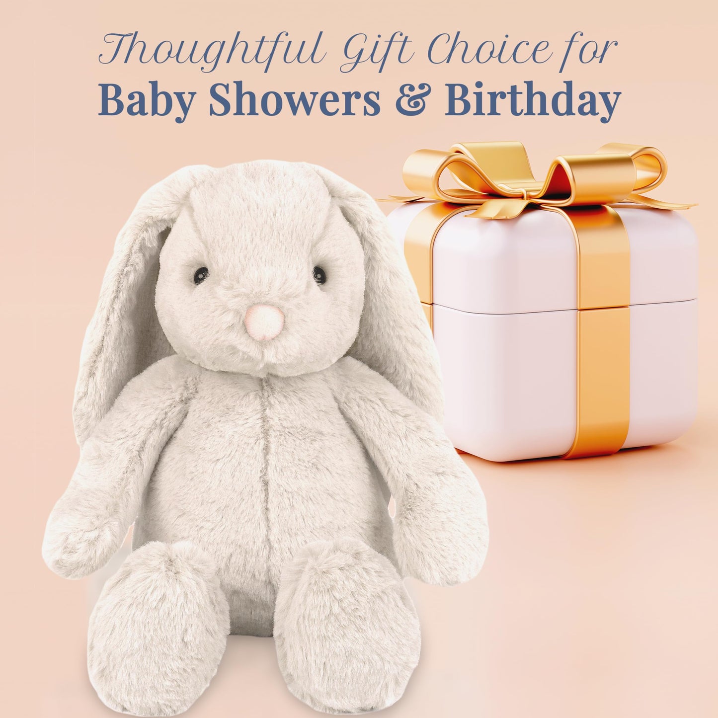 MON AMI Sterling Bunny 13-Inch Stuffed Rabbit for Boys & Girls | Soft Bunny Plush Toy | Snuggle Companion | Nursery Décor | Gift for Valentine’s Day & Birthdays