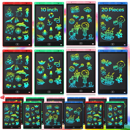 20 Pcs LCD Writing Tablet for Kids 10 Inch Electronic Doodle Board Colorful Screen Doodle Board Erasable Pad Drawing Pad for Kids Toddler 6 Years Old Educational Learning Toy (Black Screen)