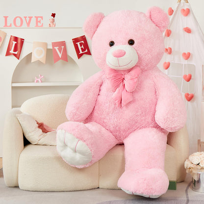 MaoGoLan Giant 59" Teddy Bear Stuffed Animal, Cuddly Large Classic Teddy Bear Plush Toy Valentines Day Gift for Girlfriend Boyfriend Kid, 5ft Pink Stuffed Animal for Birthday Gift Baby Shower Decor