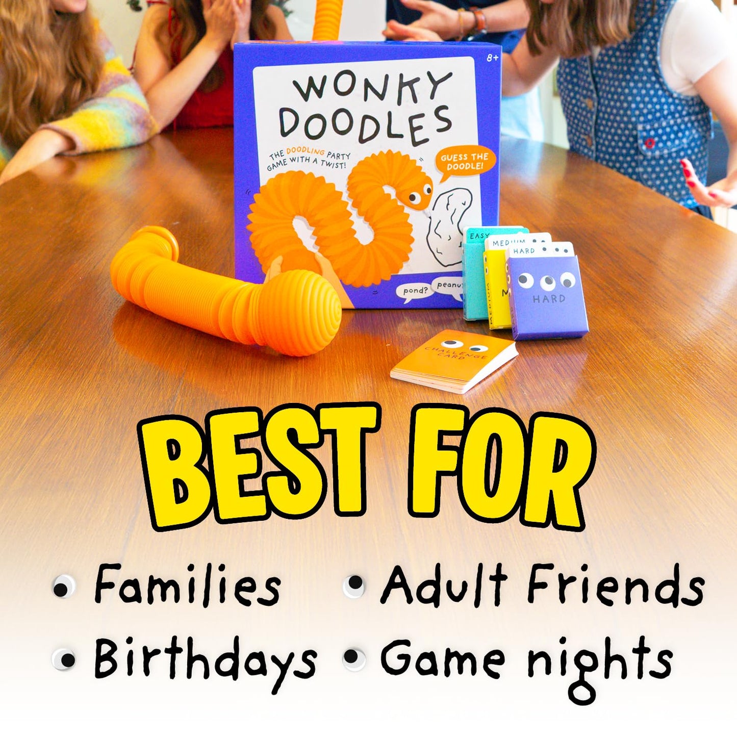 Lucky Egg Wonky Doodles – Hilarious Drawing Games for Family Game Night & Parties – Family Board Games for Adults with Wonky Doodler, 150 Word Cards & Whiteboard – Best Family Games for Ages 8+