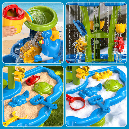 Kenthoris Water Table for Toddlers 1-3, Toddler Outdoor Toys Kids Summer Beach Backyard Pool Splash Activities Playsets, Water and Sand Activity Sensory Playset for Toddlers 1.5+ Years Old (9933)