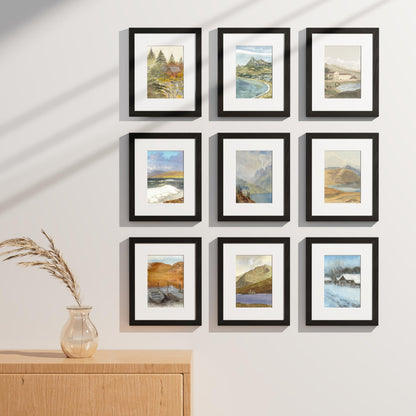 Vittanly 8x10 Picture Frames Set of 9, Shatter Resistant Plexiglass, Display 5x7 Pictures with Mat or 8x10 without Mat, Photo Frames for Wall or Tabletop, Engineered Wood, Black