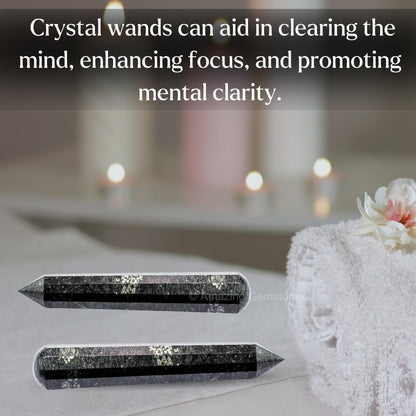 Amazing Gemstone Nuummite Crystal Wand Massage Stick - Pelvic Wand Gua Sha for Adults - Crystals and Healing Stones Massage Wands for Adults Gifts (Pointed)