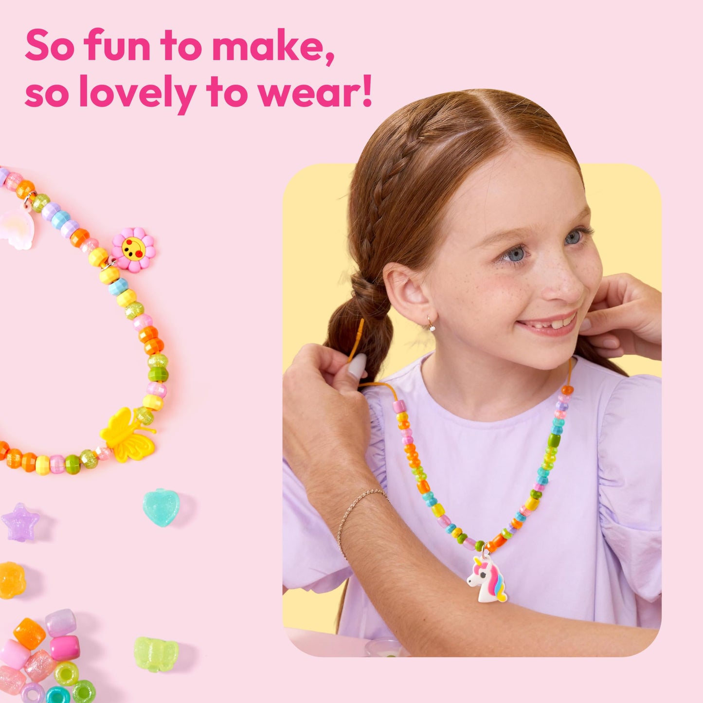 JOVA Klever Kits Jewelry Making Kit, Bracelet Making Kit with Bead, Kids Jewelry Bracelet Kit, DIY Kit with 350+ Colorful Beads, Flower-Shaped Storage Case, Crafts Gifts for Girls Ages 3+