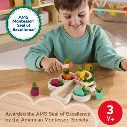 Fisher-Price Wood Montessori Toy Sorting Tree, American Montessori Society Seal of Excellence, Wooden Learning Activity Puzzle & Expert Play Tips for Preschool Kids Ages 3+ Years