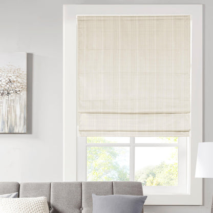 Madison Park Galen Cordless Roman Shade, 34"W x 64"H, Sheen Ivory – Room Darkening, Thermal Insulated, Energy Efficient Window Blind with Subtle Sheen Basketweave Fabric for Privacy