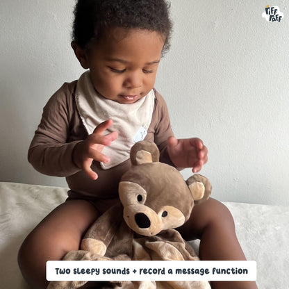 Riff Raff Bear and Fawn Sleep Soother Sleep Aid Lullaby for Newborn/Baby 0+ Months, Portable White Noise Plush Sound Machine, Heartbeat & White Noise Plush, Stuffed Animals for Babies w/Velcro Strap