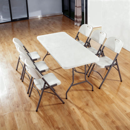 JingPieCle 6ft Folding Table - Heavy Duty Plastic Portable Picnic Table with Handle, 330lb Capacity, Indoor Outdoor Utility Table for Parties, Camping, Dining