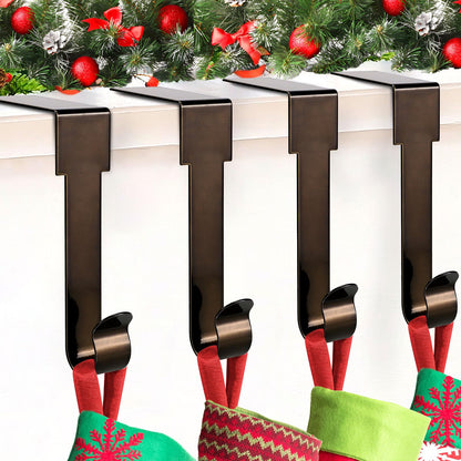 SPSHENG Christmas Stocking Holders for Mantle, 4 Pack Stocking Hangers for Mantel, Non-Skid Stocking Hangers, Lightweight Stocking Hooks for Fireplace Home Party Decor