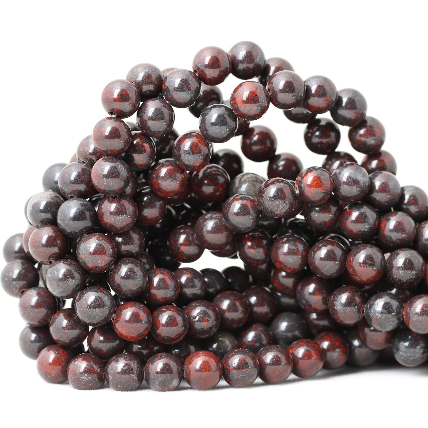 CHEAVIAN 45PCS 8mm Natural Brecciated Jasper Round Loose Beads for Jewelry Making DIY Bracelet Necklace Materials 1 Strand 15"