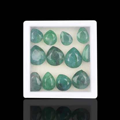 GEMHUB Jewelry Making Gemstone Beads 140.00 Carat. 14 Pcs Natural Green Emerald Gemstone, Pear Cut Emerald Gemstone Lot for Jewelry
