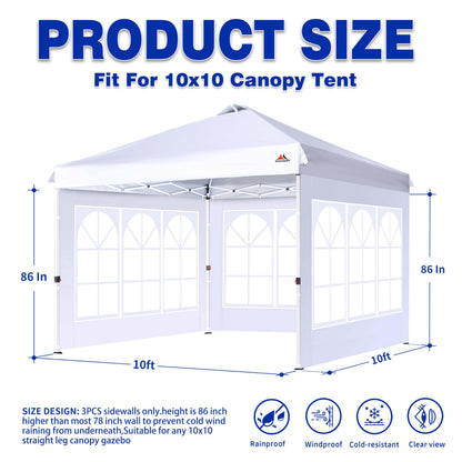 SCOCANOPY Church Window Sidewall for 10x10 Canopy Frame, 3 Pack Sunwalls Only,(Khaki)