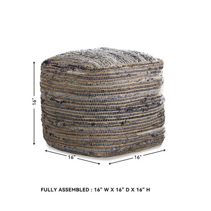 Signature Design by Ashley Absalom Hemp Pouf, 16 x 16 Inches, Multicolored