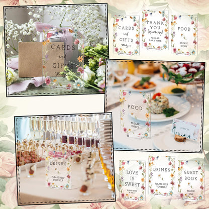 Vercraft 6 Pcs Wildflowers Wedding Table Decorations Take One Sign Thank You Acrylic Sign Centerpieces with Stand 5 x 7" Wedding Birthday Party Decorations for Guests Gifts