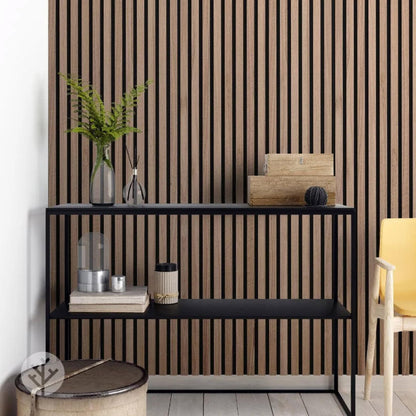 WVH Luxury American Walnut Acoustic Slat Wood Wall Panels, Measures 94.49" x 25.20", Premium Oiled Finish, Interior Decor for Walls & Ceilings, Noise Cancelling & Sound Absorbing for Home, 2pcs