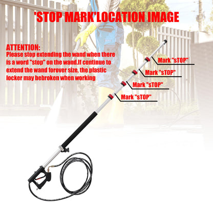 RIDGE WASHER 24 FT Telescoping Pressure Washer Wand, Pressure Washer Extension Wand, Telescopic Gutter Cleaner With 3 Curve Wands, 7 Spray Nozzle Tips, Adjustable Support Belt and 2 Adapters, 4000 PSI