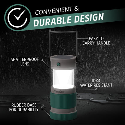 Energizer S-500 Hybrid Power Camping Lantern, Solar, Rechargeable, or AA Battery Powered, IPX4 Water Resistant Bright LED Lantern