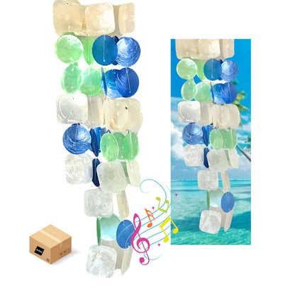 Bellaa 22906 Wind Chimes Outdoor, Garden Decorations, Musical, Indoor/Outside Windchimes, Gifts for Mom, Capiz Sea Glass Shells