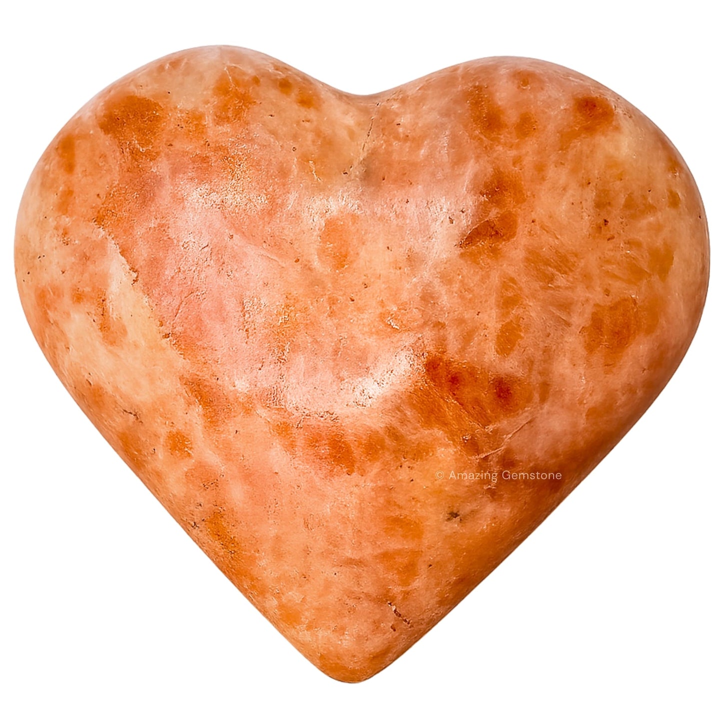Amazing Gemstone Sunstone Crystal Heart Palm Stone - Pocket Massage Worry Stone for Natural Body Chakra Balancing, Reiki Healing and Crystal Grid