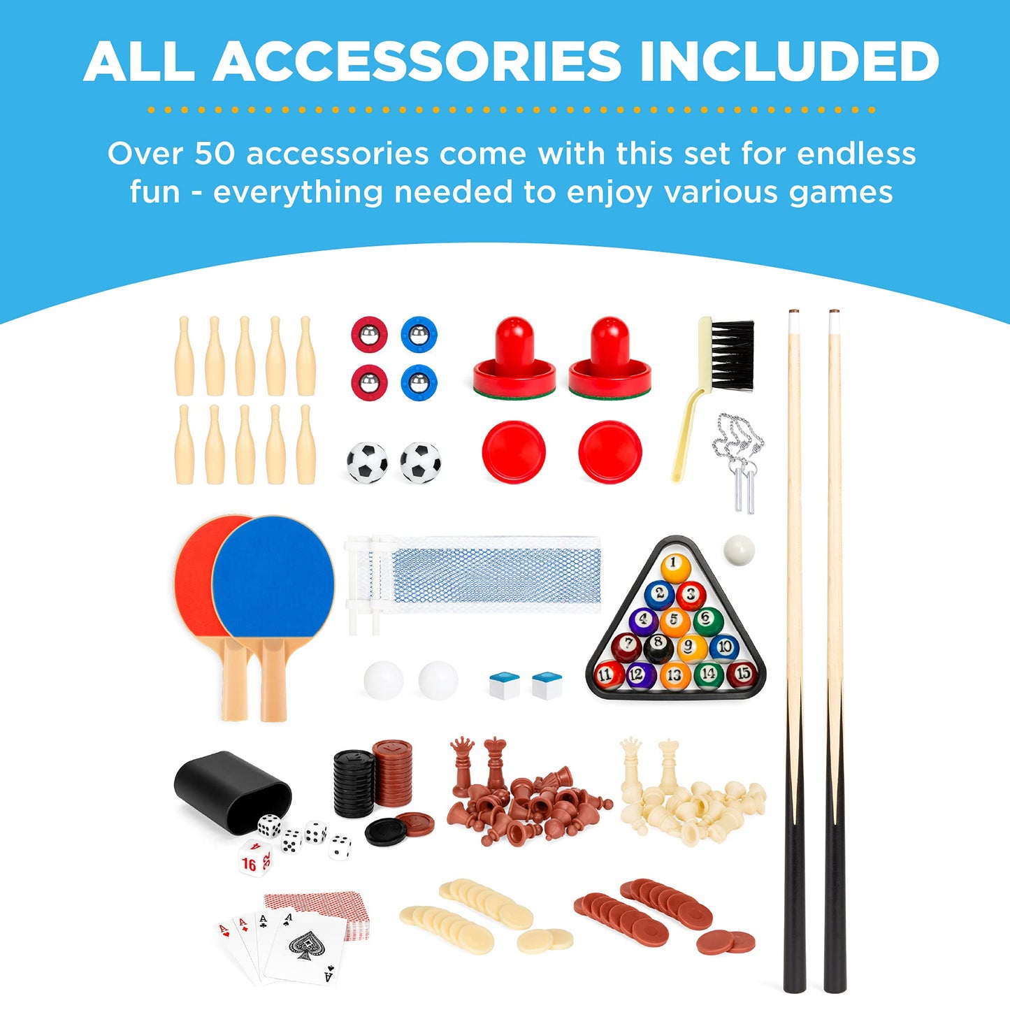 Best Choice Products 10-in-1 Combo Game Table Set w/Hockey, Foosball, Pool, Shuffleboard, Ping Pong, Checkers, Bowling, and Backgammon - Natural