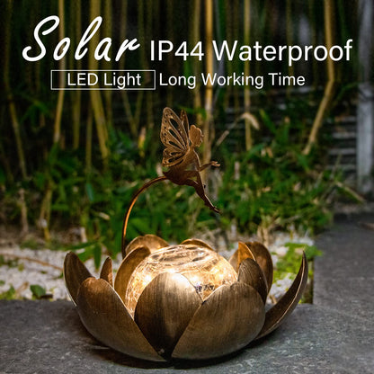 Afirst Solar Lantern Fairy Light, Solar Lights Outdoor Garden Decor Crackle Glass Decorative Waterproof Tabletop Landscape Path Light LED Table Light for Patio,Lawn,Walkway,Tabletop,Pathway
