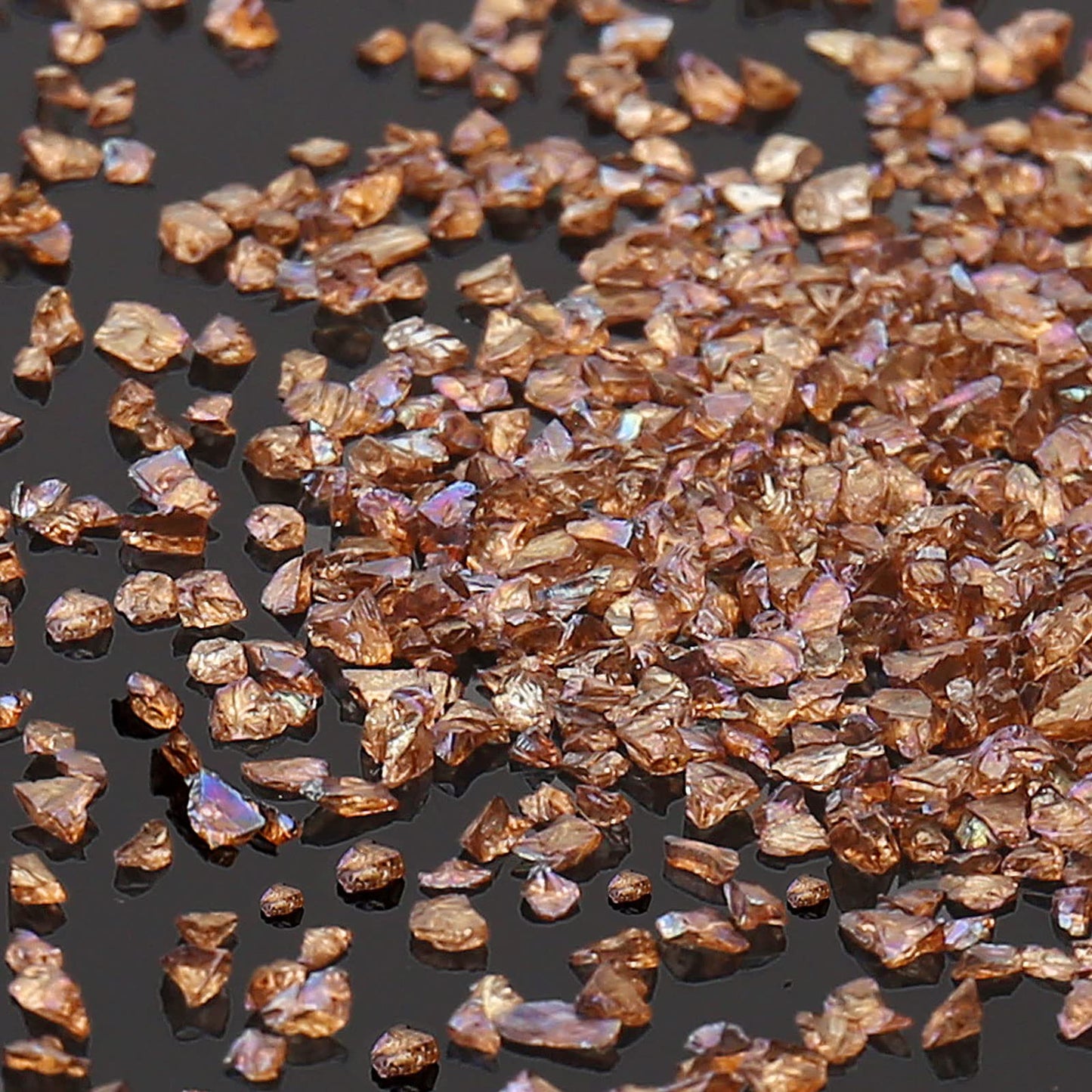 Irregular Crushed Glass Chips Sprinkles, 100g Metallic Chunky Glitter Stones for Nail Art, Resin Mold Filler, DIY Crafts, Vase Filler, Jewelry Making (Coffee AB)