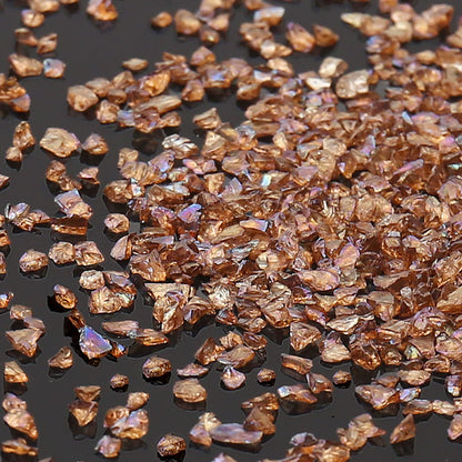 Irregular Crushed Glass Chips Sprinkles, 100g Metallic Chunky Glitter Stones for Nail Art, Resin Mold Filler, DIY Crafts, Vase Filler, Jewelry Making (Coffee AB)