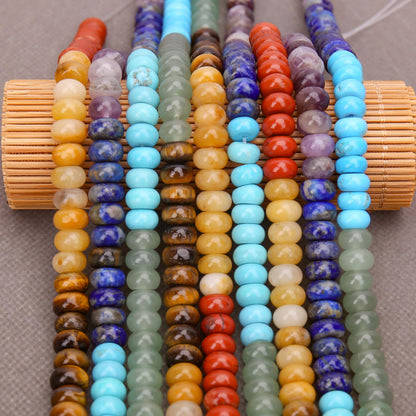 BONNY BOXX 1 Strand Natural 5 * 8mm Chakra Shade Rondelle Beads, Natural Abacus Disk Stone Beads Loose Spacer Gemstone for DIY Bracelet Necklace Jewelry Making
