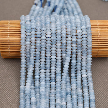 BONNY BOXX 1 Strand (150PCs) Natural 2 * 4mm Aquamarine Rondelle Beads, Natural Abacus Disk Stone Beads Loose Spacer Gemstone for DIY Bracelet Necklace Jewelry Making