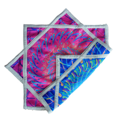 Flow Star (UV Reactive) Easy to Rotate Juggling and Flying Toy Beginners Cloth Spinning （R07-style2） Blue&Pink